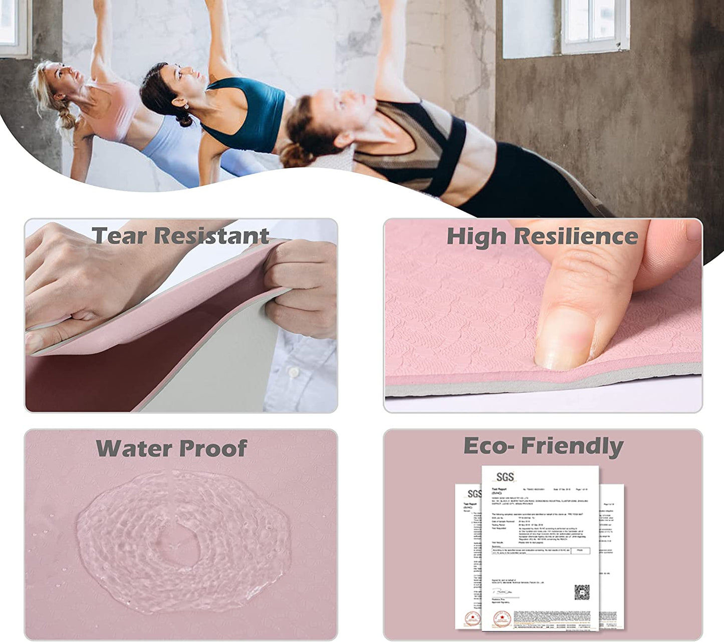 Yoga Mat Extra Thick 1/3'' Non Slip Yoga Mats for Women Eco Friendly TPE Fitness Exercise Mat with Carrying Sling & Storage Bag