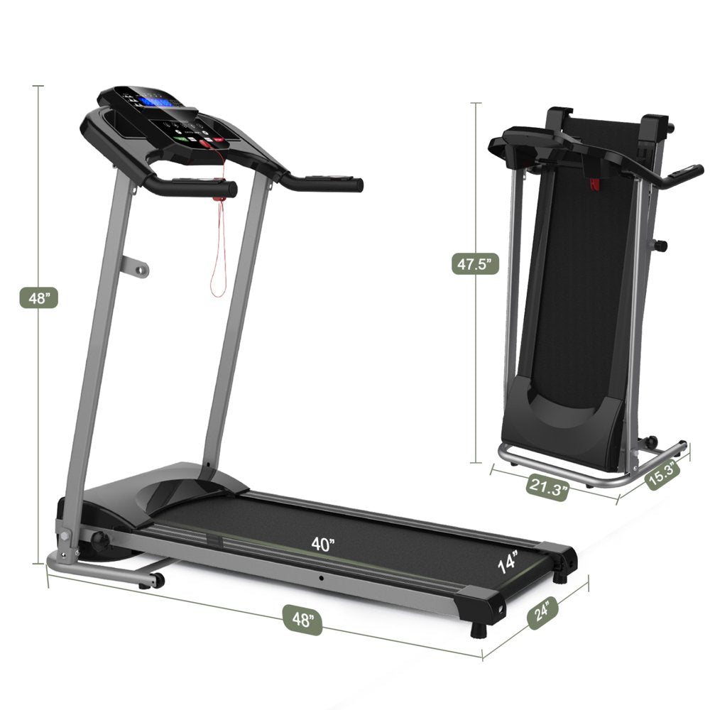 2.5 HP Foldable Electric Treadmill Running Machine with 3 Pre-Set Programs 7.4 MPH Max Speed LCD Display for Home Use Fast-Burning Walking Treadmill