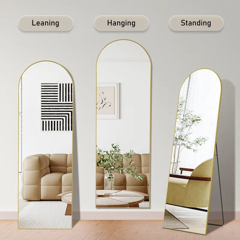 【Spring Sale】Sweetfurniture Full Length Mirror Body Mirror Floor Standing Mirror Hanging or Leaning against Wall, Wall Mirror with Stand Aluminum Alloy Thin Frame for Living Room Bedroom Cloakroom Decor
