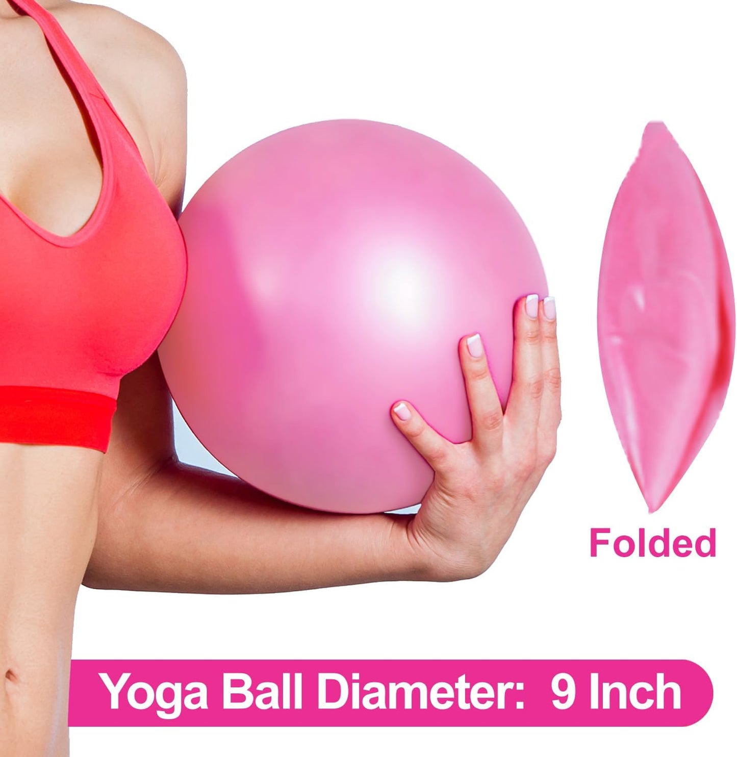 Nononfish Mini Exercise Barre Ball for Yoga,Pilates, Stability Exercise Home Workout, Core Training and Physical Therapy Small Bender Ball 9 Inch with Inflatable Straw