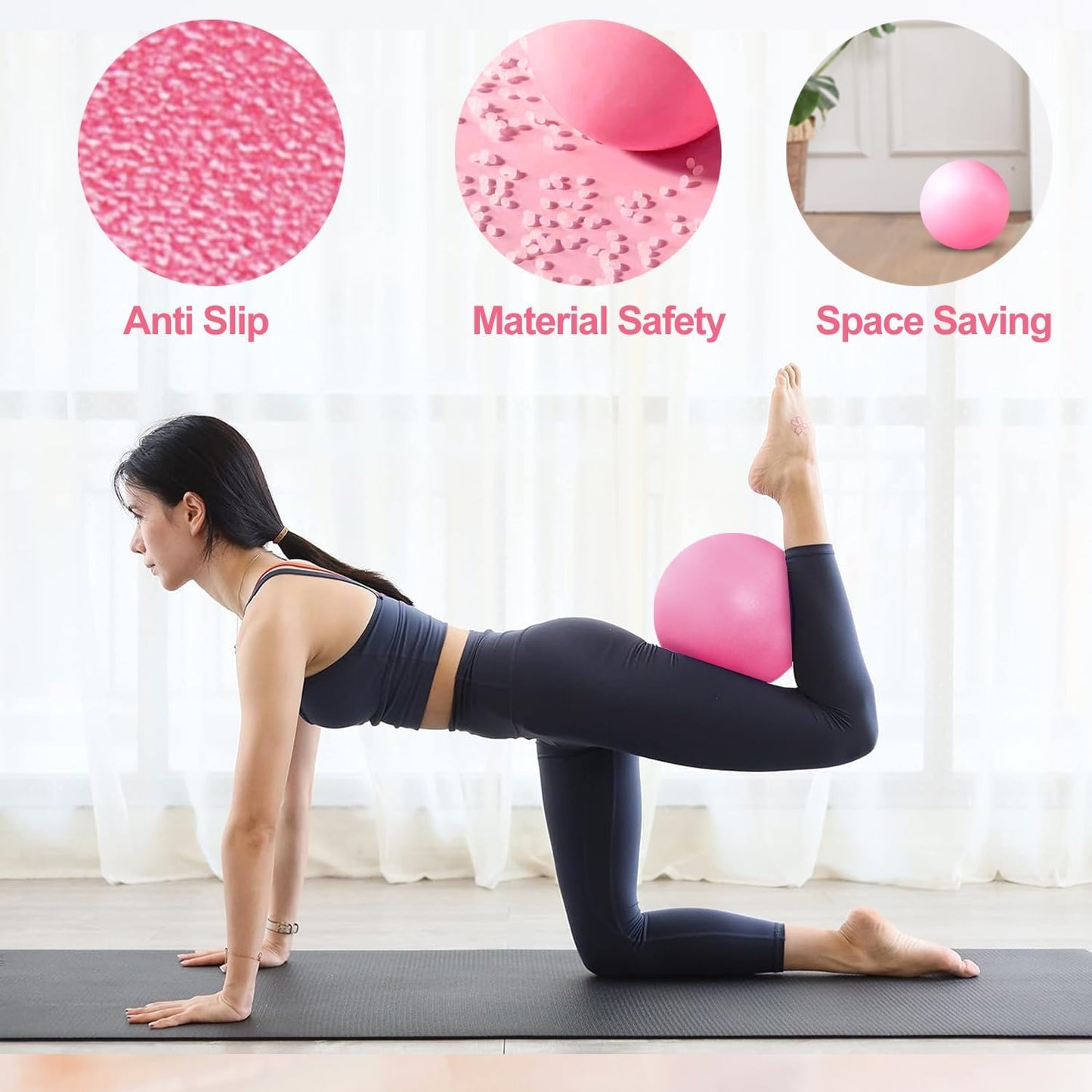 Nononfish Mini Exercise Barre Ball for Yoga,Pilates, Stability Exercise Home Workout, Core Training and Physical Therapy Small Bender Ball 9 Inch with Inflatable Straw