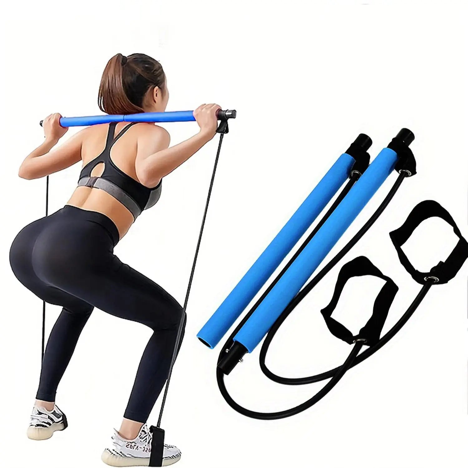 Pilates Resistance Band (1 Piece), Full-Body Fitness Elastic Resistance Rope Stick, Pilates Equipment for Home Gym, Gymtok, Spring Fitness Supplies