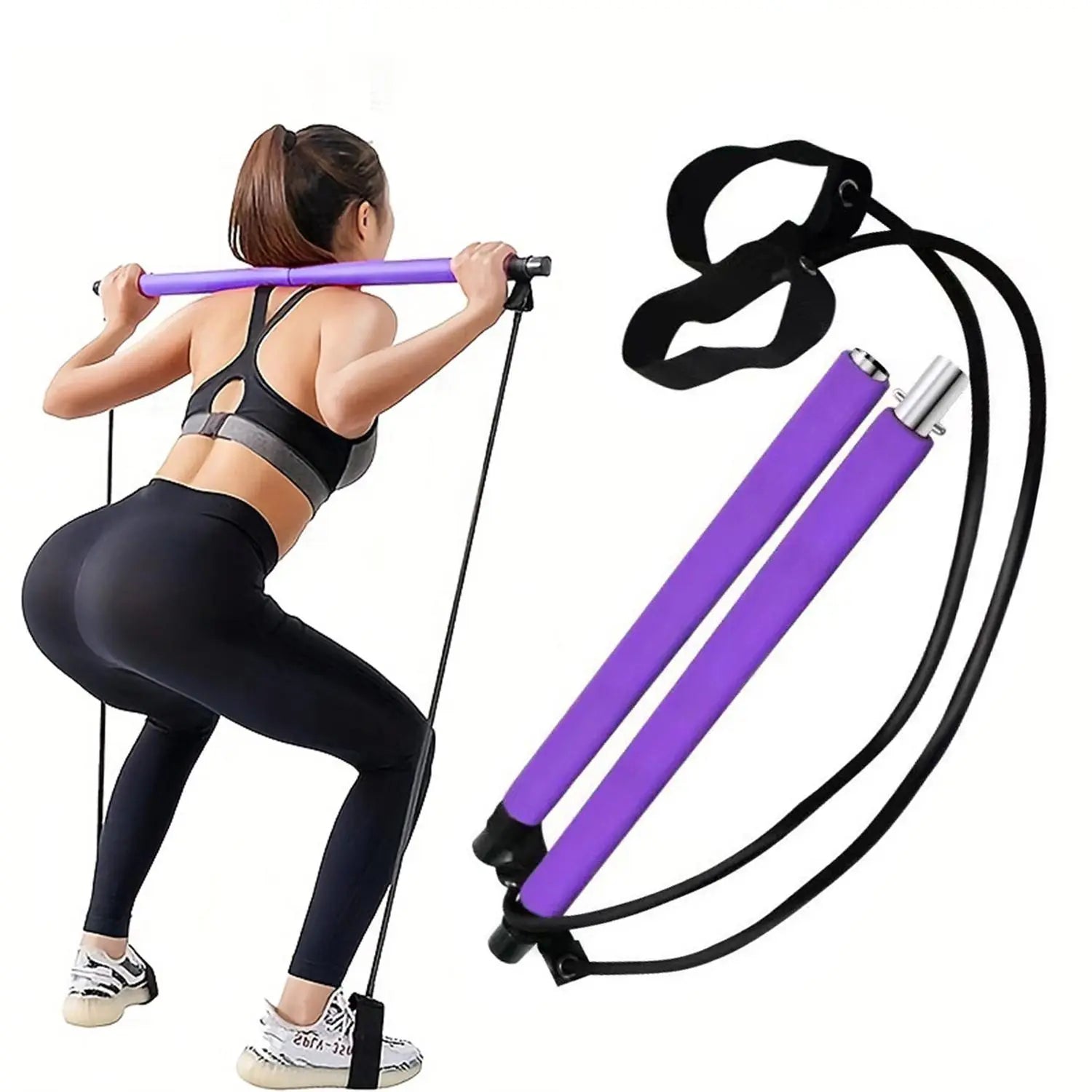 Pilates Resistance Band (1 Piece), Full-Body Fitness Elastic Resistance Rope Stick, Pilates Equipment for Home Gym, Gymtok, Spring Fitness Supplies